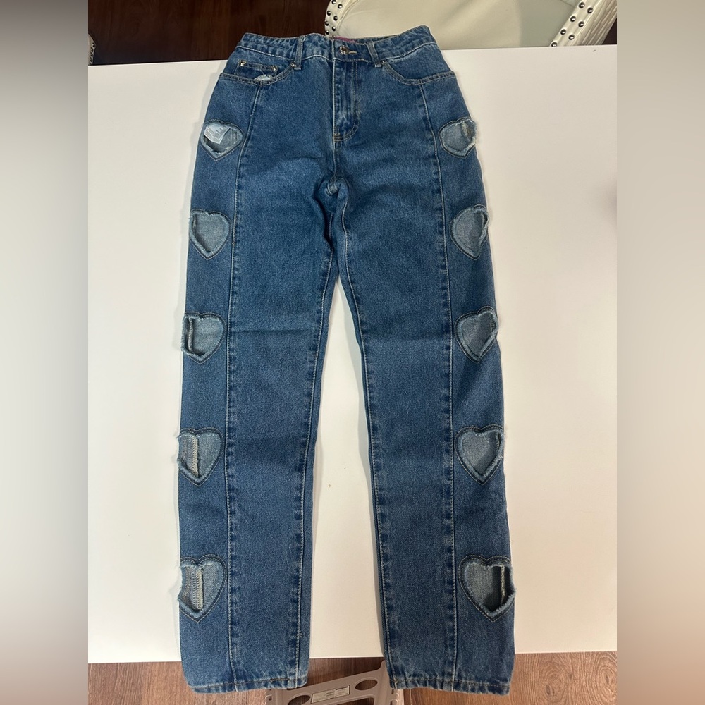 Edikted Blue Jeans with Heart Accents